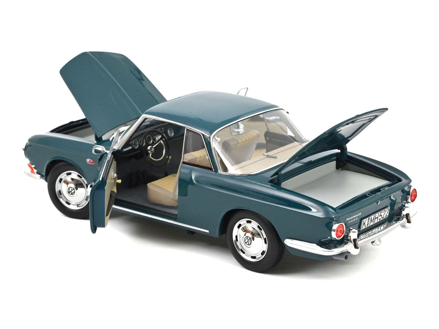 1963 Volkswagen Karmann Ghia 1500 Smaragd Green 1/18 Diecast Model Car