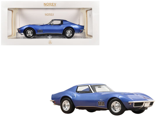 1969 Chevrolet Corvette Coupe Le Mans Blue Metallic with Blue Interior 1/18 Diecast Model Car