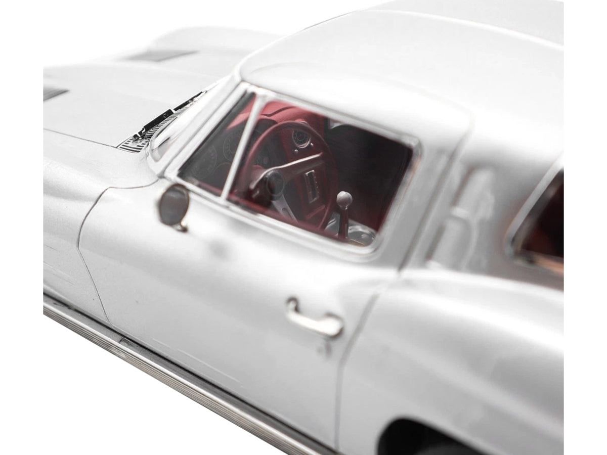 1963 Chevrolet Corvette Sting Ray Sebring Silver Metallic with Red Interior 1/18 Diecast Model Car