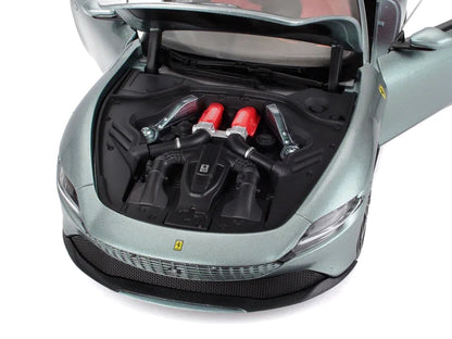 2019 Ferrari Roma Gray Metallic with Pink Interior 1/18 Diecast Model Car