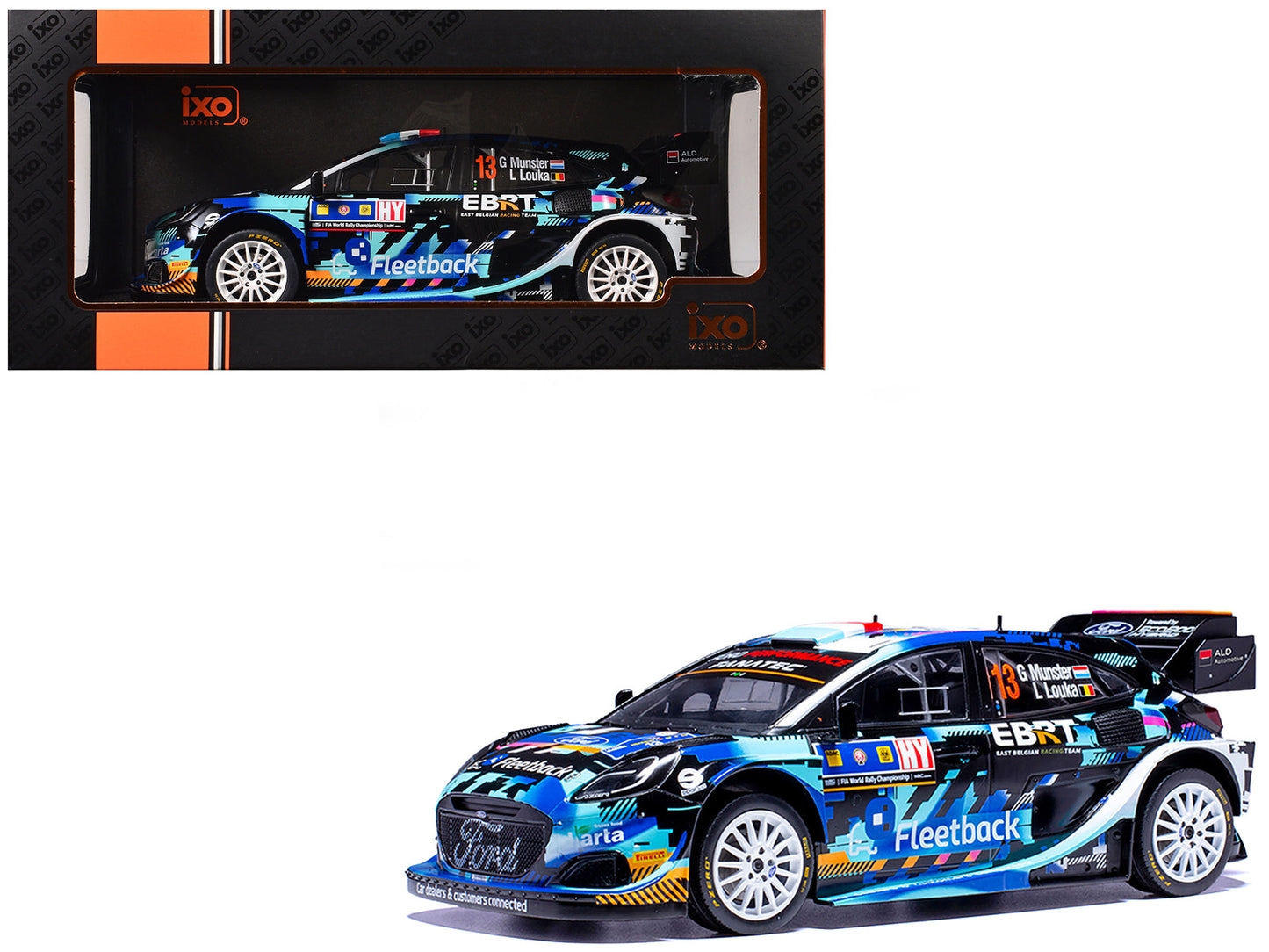 Ford Puma Rally1 #13 Gregoire Munster - Louis Louka "Central European Rally" (2023) 1/18 Diecast Model Car