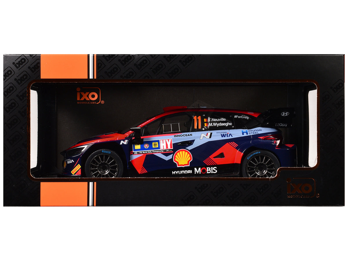 Hyundai i20 N Rally1 #11 Thierry Neuville - Martijn Wydaeghe Winner "Central European Rally" (2023) 1/18 Diecast Model Car