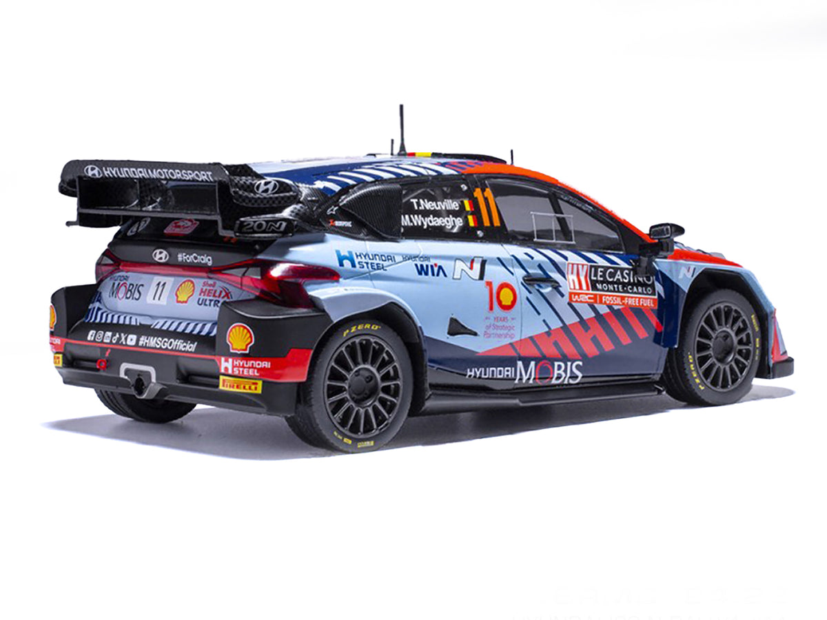 Hyundai i20 N Rally1 #11 Thierry Neuville - Martijn Wydaeghe Winner "Rallye Monte-Carlo" (2024) 1/18 Diecast Model Car