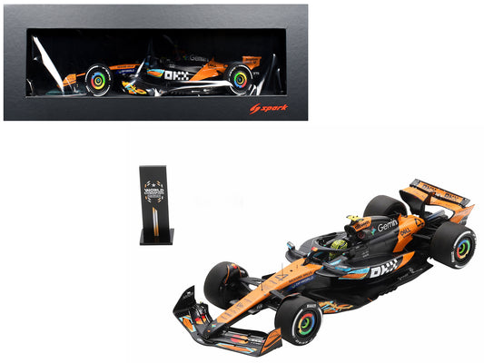 McLaren MCL39 #4 Lando Norris 3rd Place Formula One F1 "Abu Dhabi GP GP" (2025) "Drivers' World Champion 2025" with Pit Board and Acrylic Display Case 1/18 Model Car