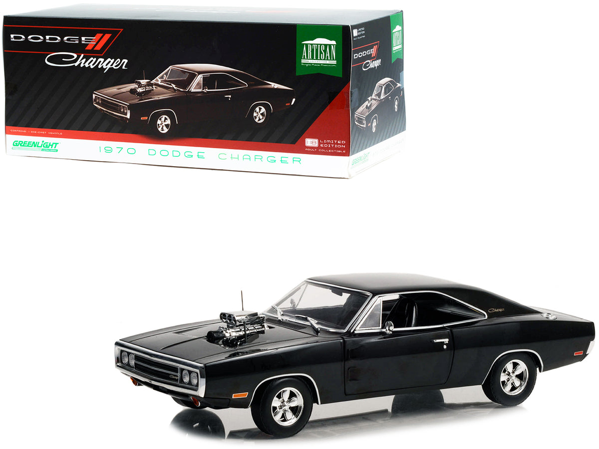 1970 Dodge Charger with Blown Engine Black "Artisan Collection" Series 1/18 Diecast Model Car