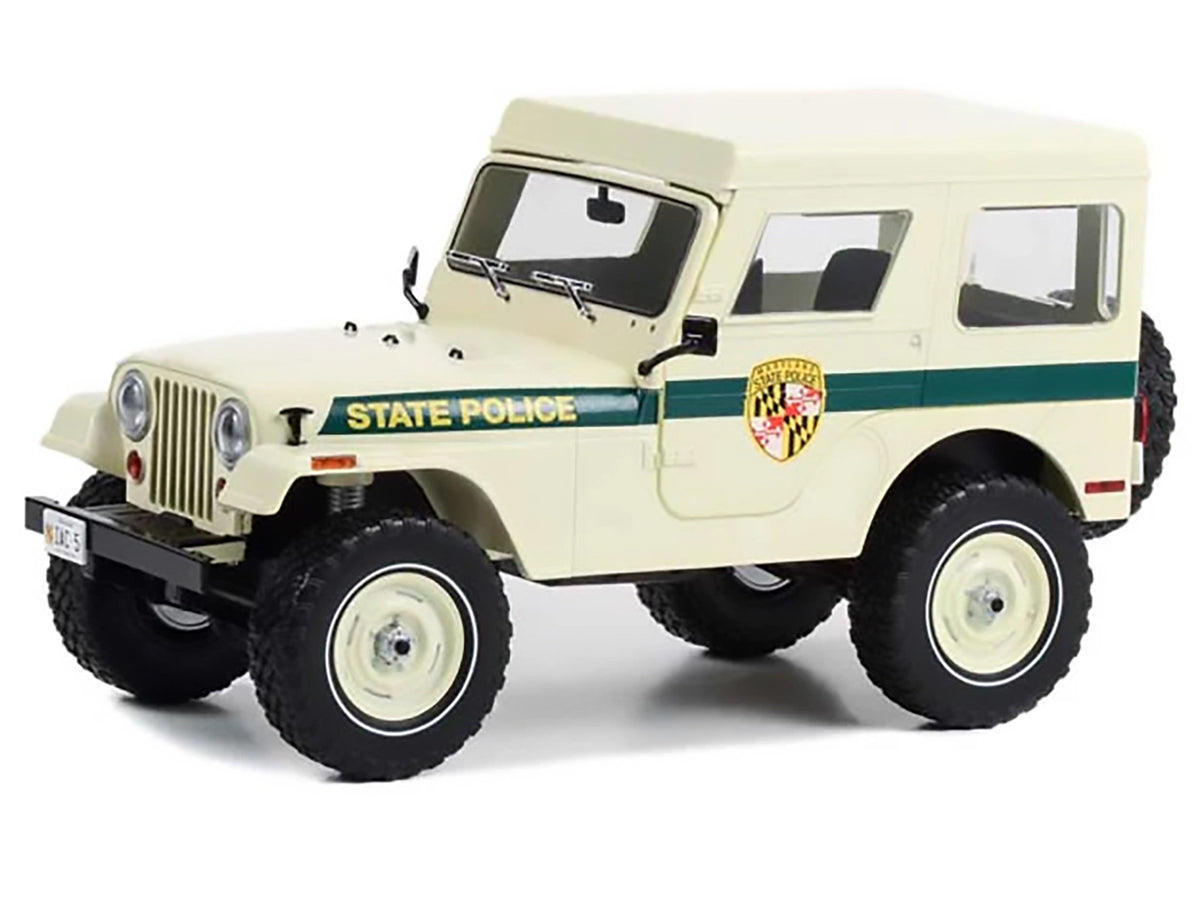 1983 Jeep CJ-5 Hardtop "Maryland State Police" Beige with Green Stripes "Artisan Collection" Series 1/18 Diecast Model Car