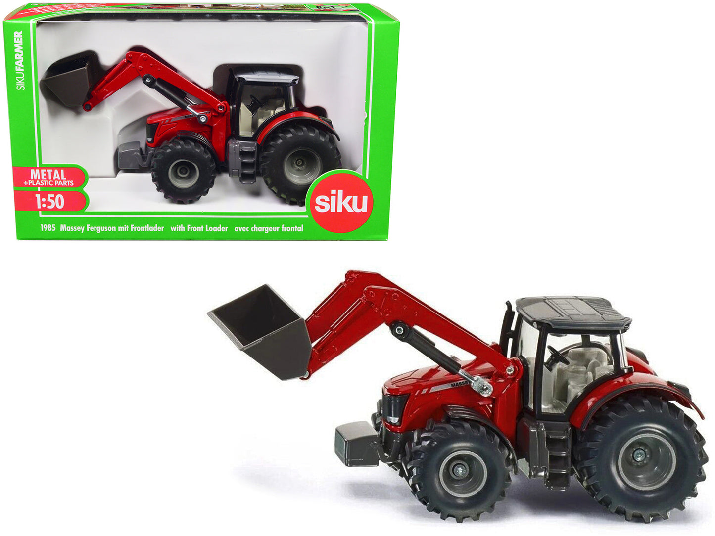 Massey Ferguson 8690 Tractor with Front Loader Red 1/50 Diecast Model