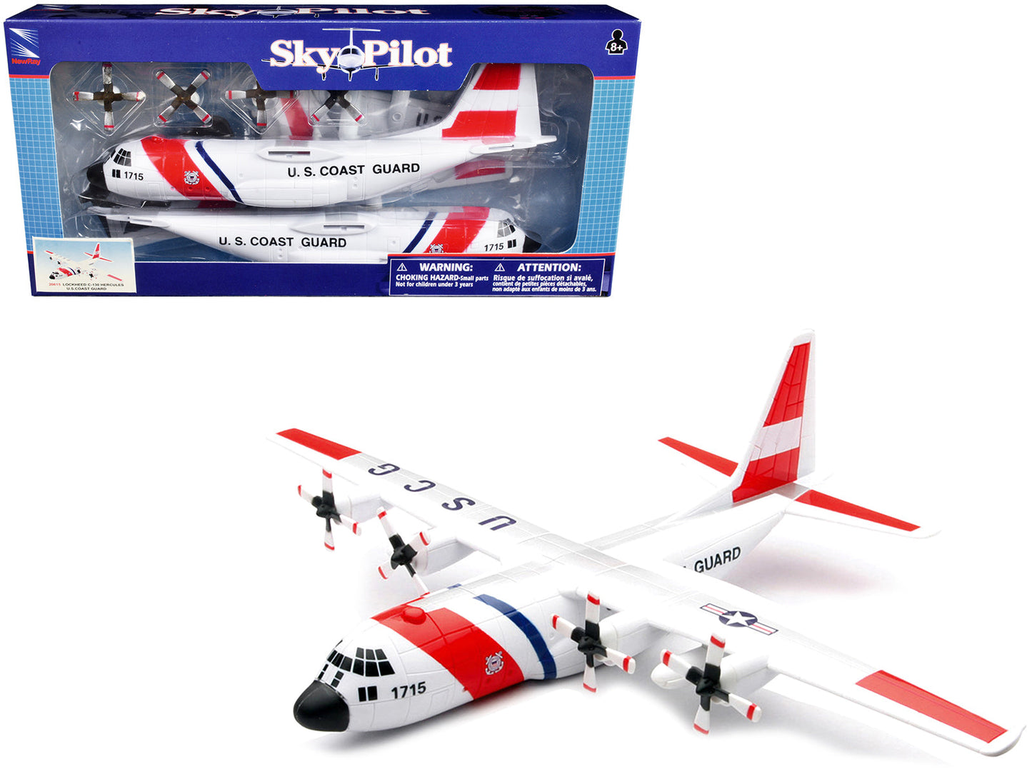 Model Kit Lockheed C-130 Hercules Transport Aircraft White and Red "United States Coast Guard" Snap Together Plastic Model Kit