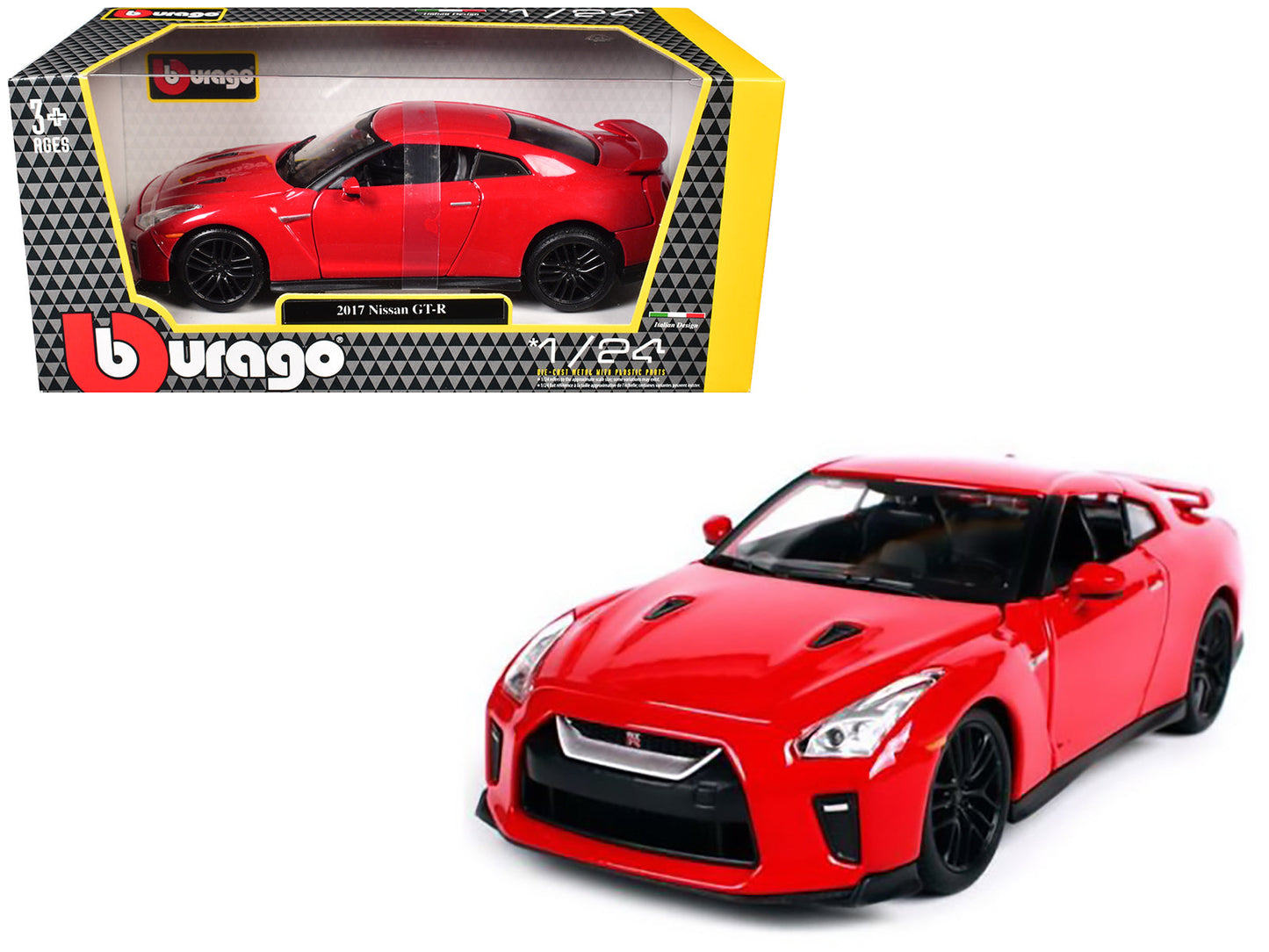 2017 Nissan GT-R R35 Red 1/24 Diecast Car Model