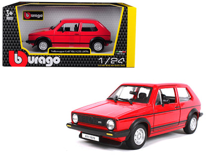 1979 Volkswagen Golf Mk1 GTI Red with Black Stripes 1/24 Diecast Model Car