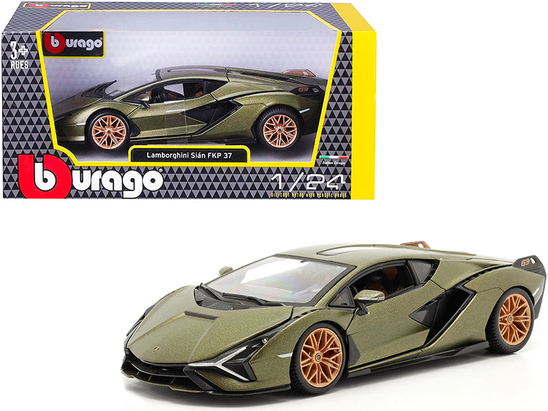 Lamborghini Sian FKP 37 Matt Green Metallic with Copper Wheels 1/24 Diecast Model Car