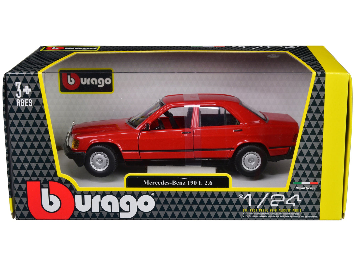 Mercedes-Benz 190 E 2.6 Red 1/24 Diecast Model Car