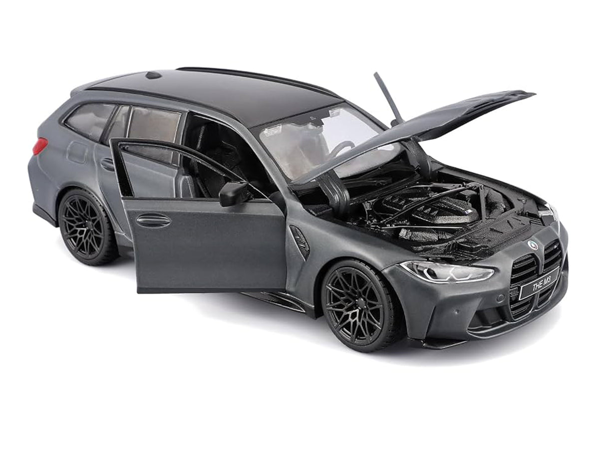 2023 BMW M3 Touring Matt Gray Metallic with Black Top 1/24 Diecast Model Car