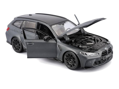 2023 BMW M3 Touring Matt Gray Metallic with Black Top 1/24 Diecast Model Car