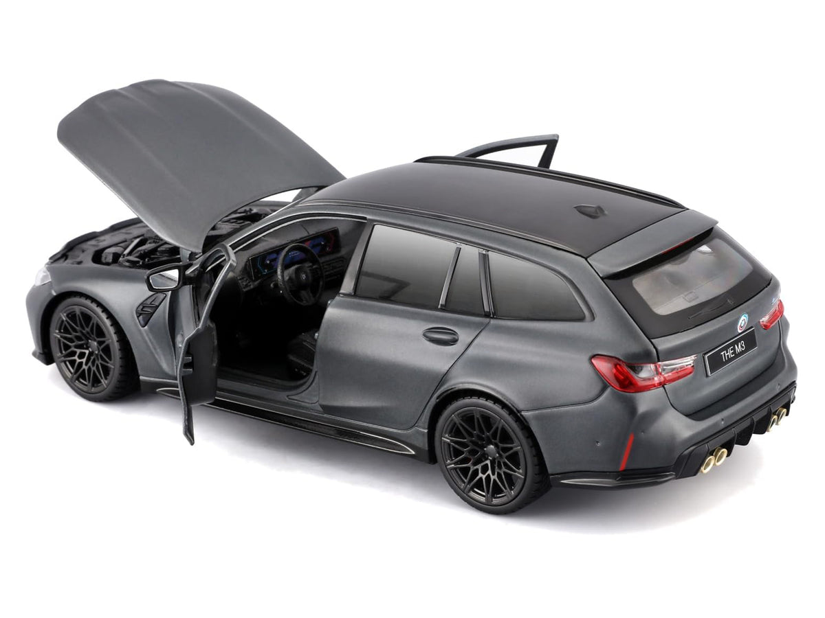2023 BMW M3 Touring Matt Gray Metallic with Black Top 1/24 Diecast Model Car