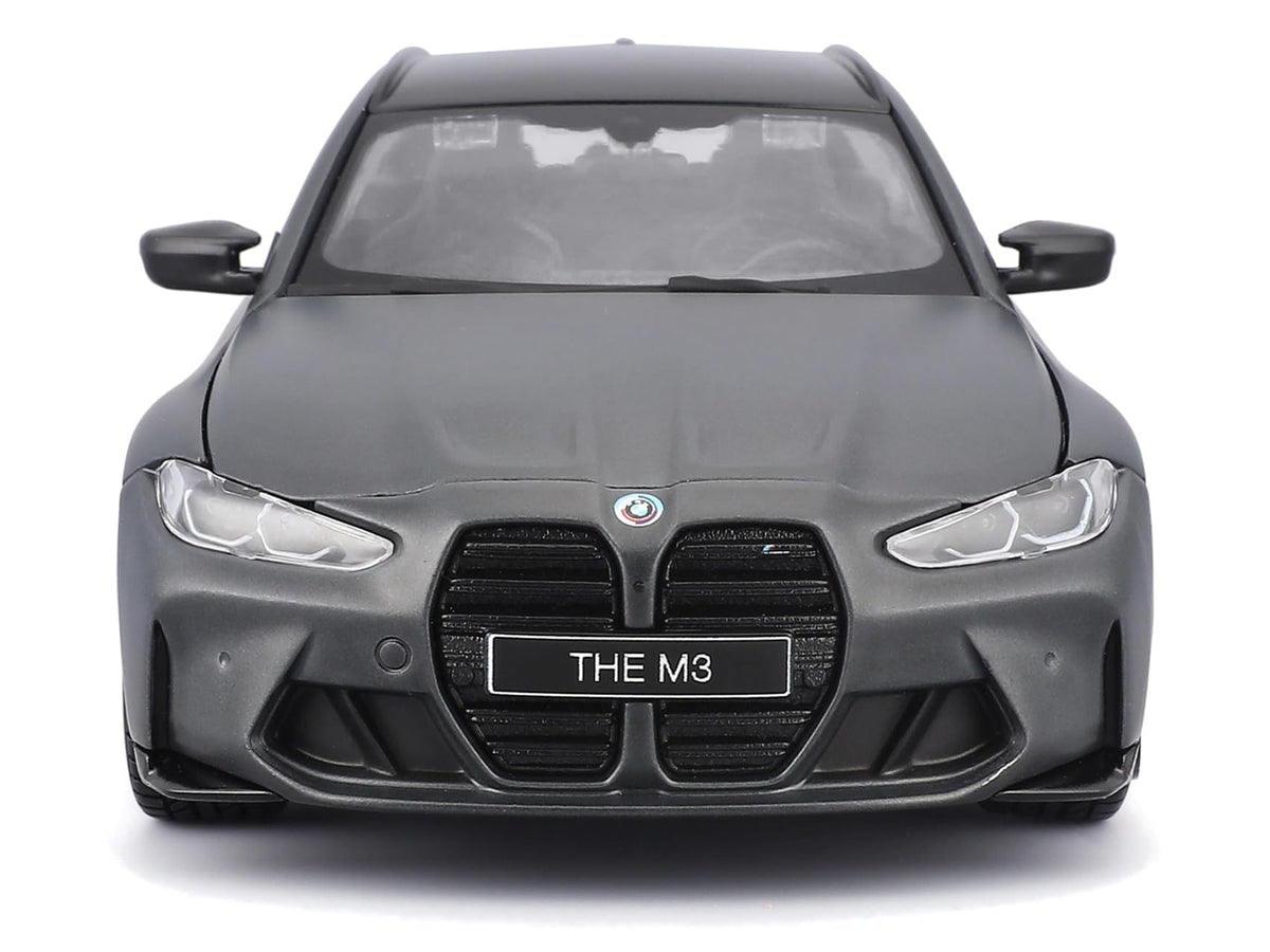 2023 BMW M3 Touring Matt Gray Metallic with Black Top 1/24 Diecast Model Car