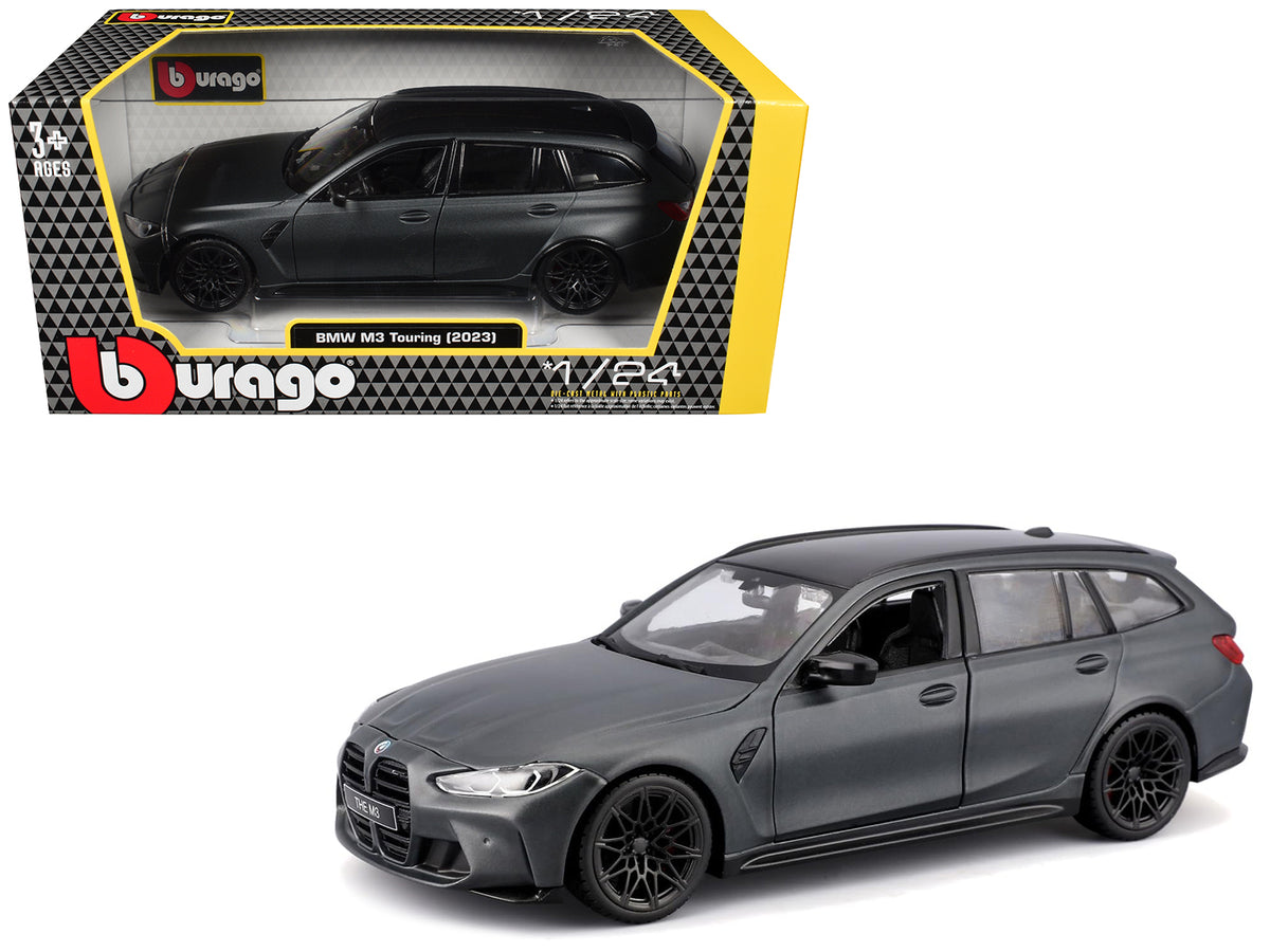 2023 BMW M3 Touring Matt Gray Metallic with Black Top 1/24 Diecast Model Car