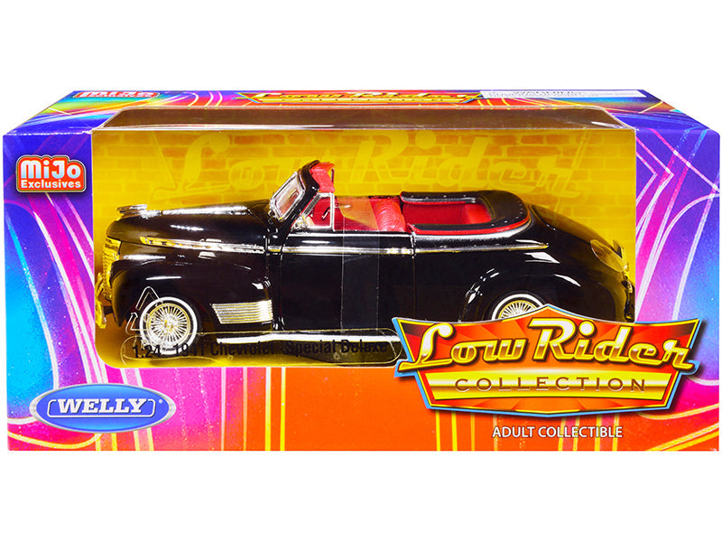 1941 Chevrolet Special Deluxe Convertible Black with Red Interior "Low Rider Collection" 1/24 Diecast Model Car