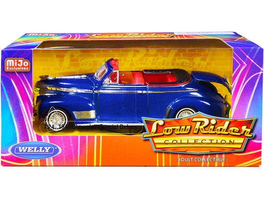 1941 Chevrolet Special Deluxe Convertible Candy Blue Metallic with Red Interior "Low Rider Collection" 1/24 Diecast Model Car