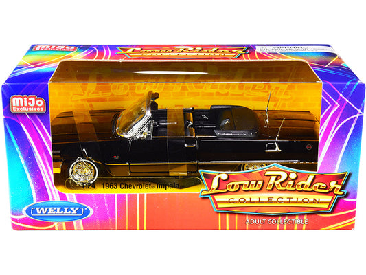 1963 Chevrolet Impala SS Convertible Black "Low Rider Collection" 1/24 Diecast Model Car