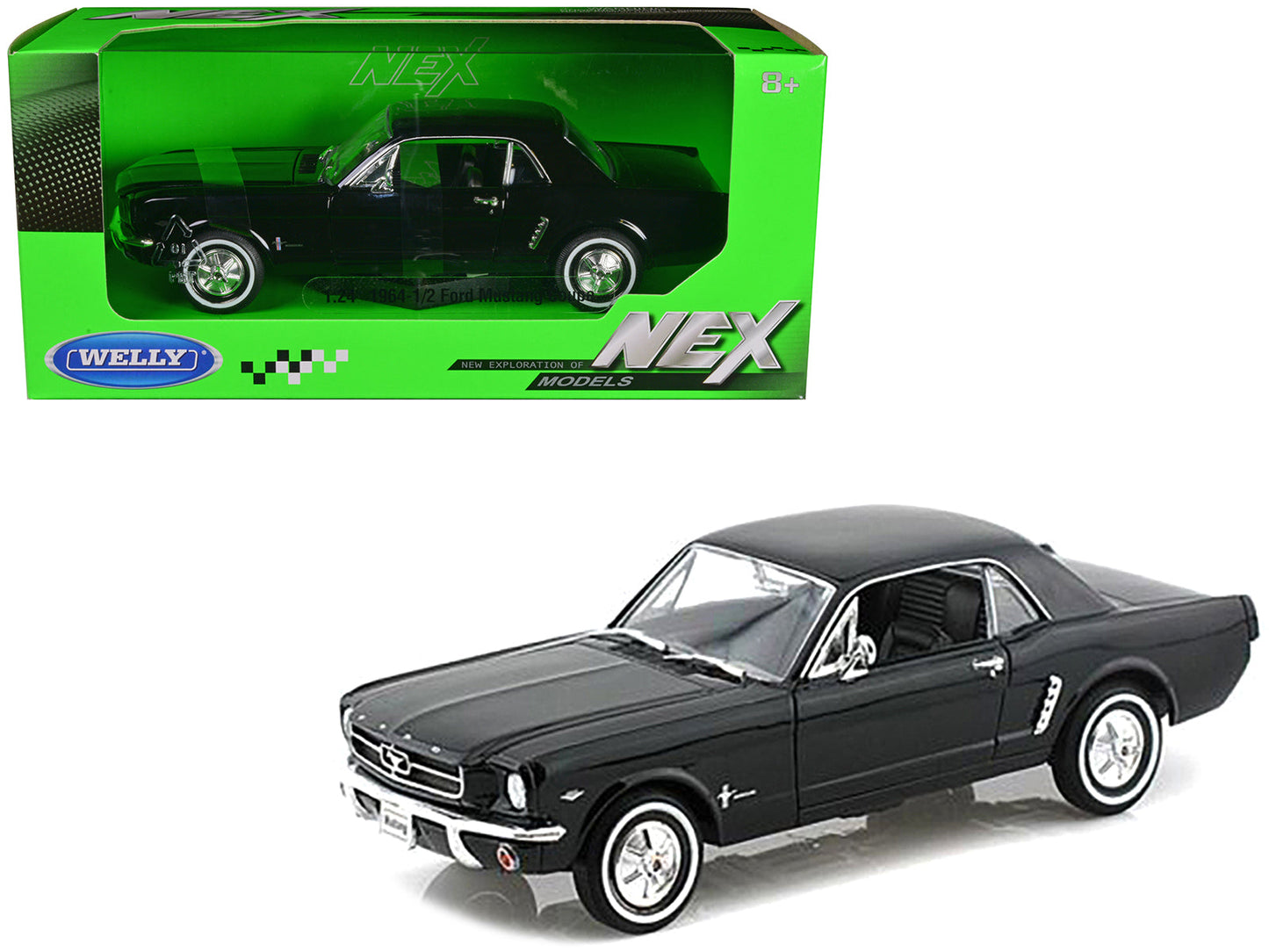 1964 1/2 Ford Mustang Coupe Hard Top Black 1/24 Diecast Model Car
