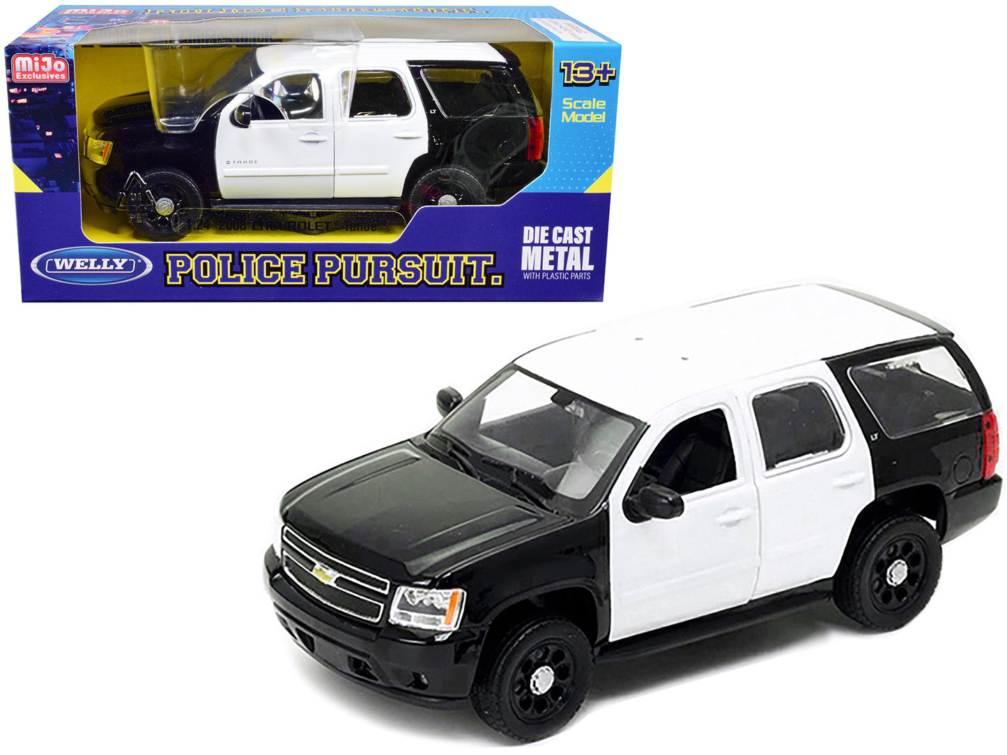 2008 Chevrolet Tahoe Unmarked Police Car Black and White 1/24 Diecast Model Car