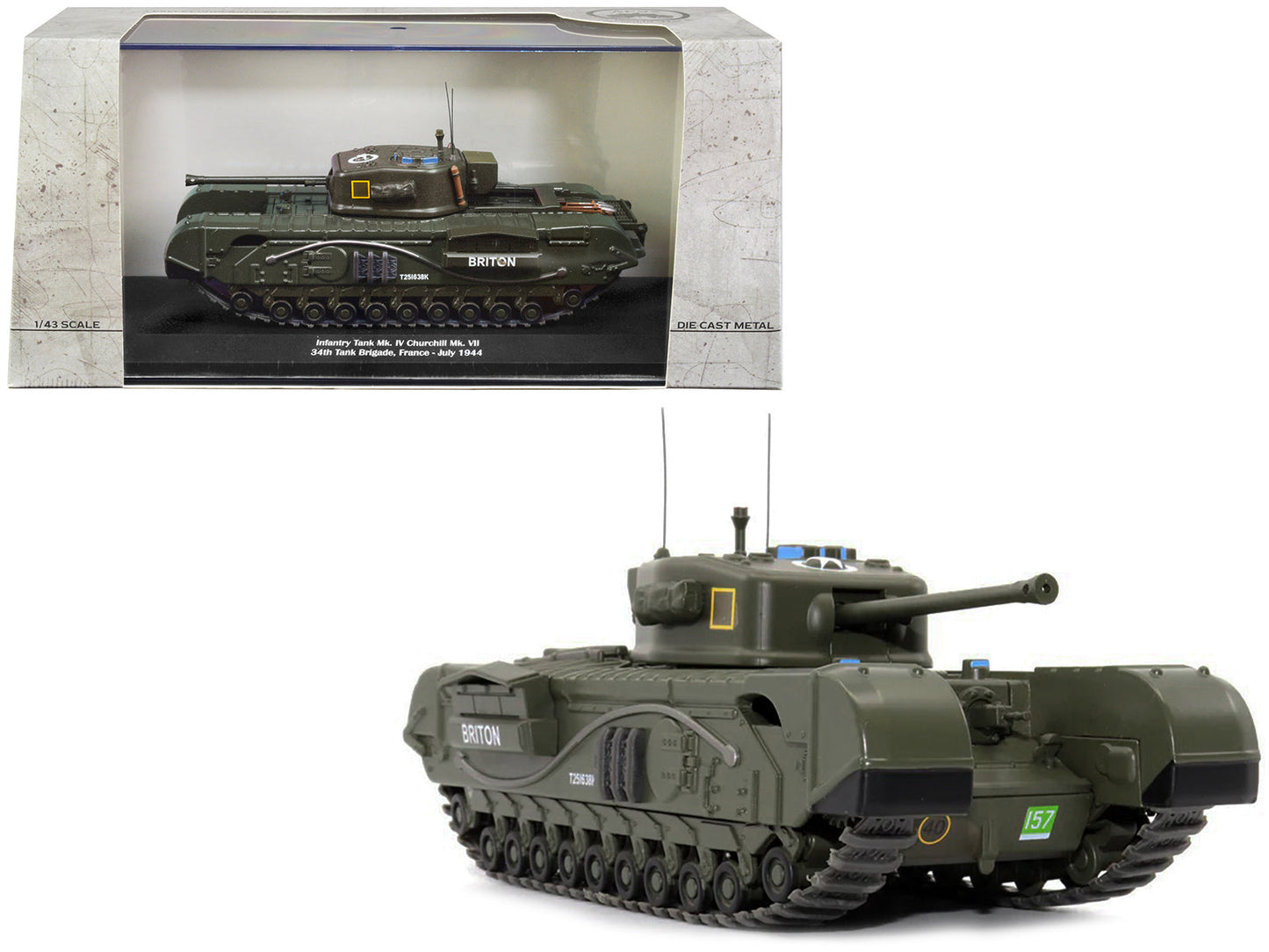 Infantry Tank Mk. IV Churchill Mk. VII "Briton" "UK 34th Tank Brigade France July 1944" 1/43 Diecast Model