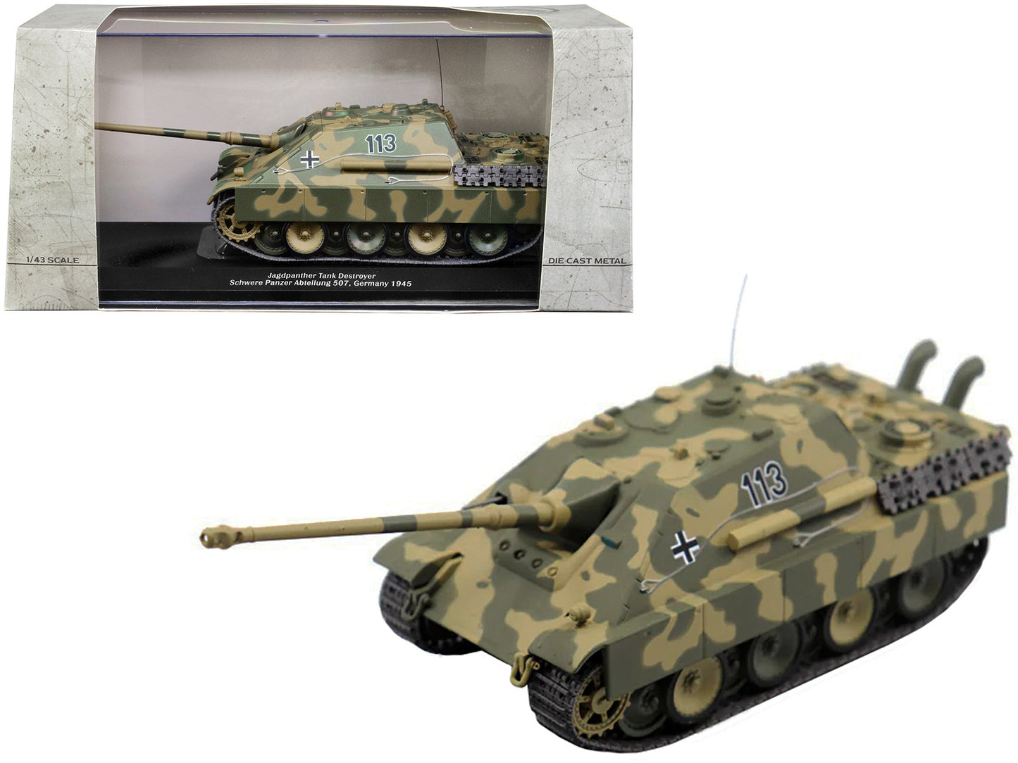 German Sd. Jagdpanther Tank Destroyer #113 "Schwere Panzer Abteilung 507 Germany 1945" 1/43 Diecast Model