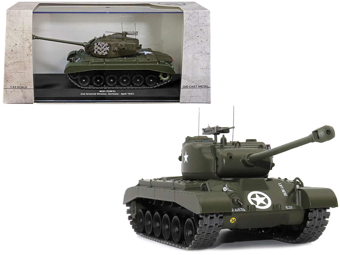 M26 (T26E3) Tank "U.S.A. 2nd Armored Division Germany April 1945" 1/43 Diecast Model