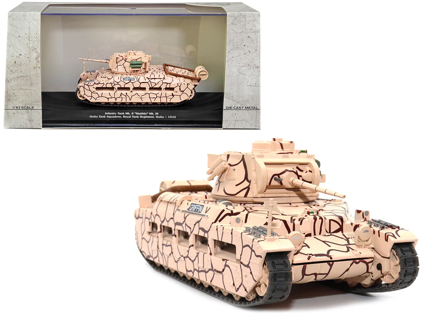 Infantry Tank Mk. II "Matilda" Mk. III "Griffin" "Malta Tank Squadron Royal Tank Regiment Malta 1942" 1/43 Diecast Model