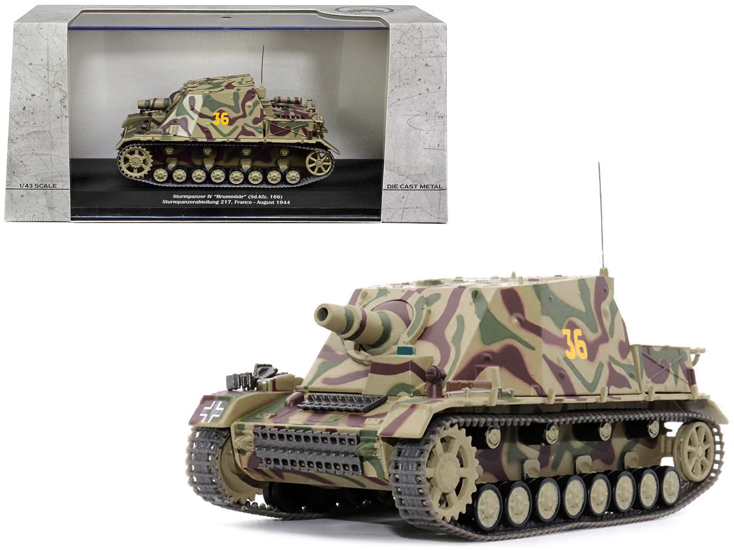 German Sd. Kfz. 166 "Sturmpanzer IV" "Brummbar" #36 "Germany Sturmpanzerabteilung 217 France August 1944" 1/43 Diecast Model