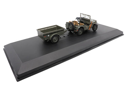Willys Jeep 1/4-Ton Utility Truck Olive Drab with Trailer "United States Army" 1/43 Diecast Model