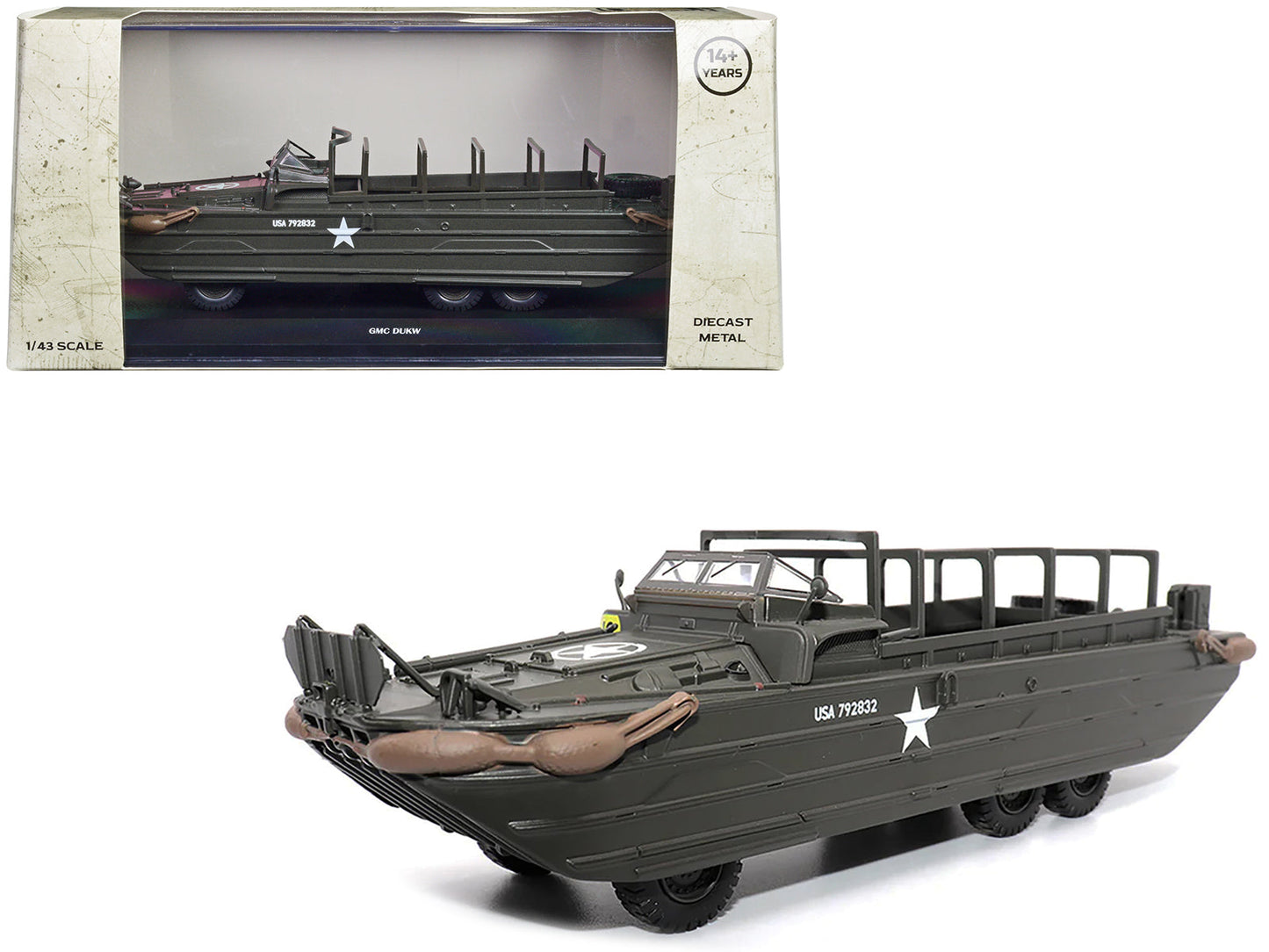 GMC DUKW Amphibious Vehicle Olive Drab "United States Army" 1/43 Diecast Model