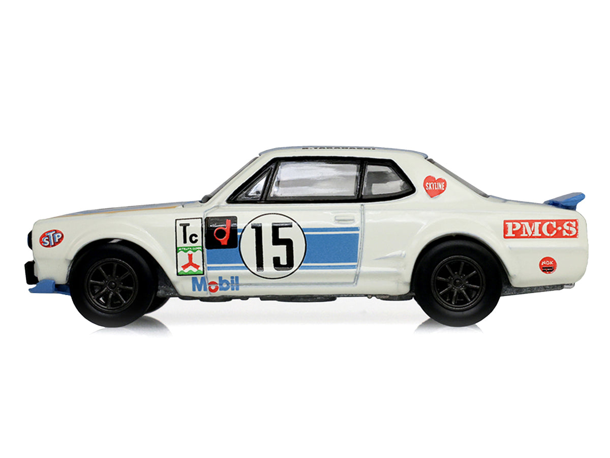 1972 Nissan Skyline 2000 GT-R (KPGC10) RHD (Right Hand Drive) #15 Kunimitsu Takahashi "50th Victory" White with Blue Stripe "Tokyo Torque" Series 10 1/64 Diecast Model Car