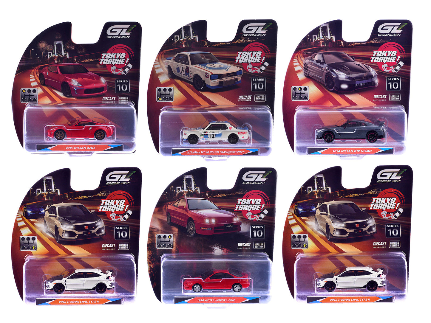 "Tokyo Torque" Series 10 Set of 6 pieces 1/64 Diecast Model Cars