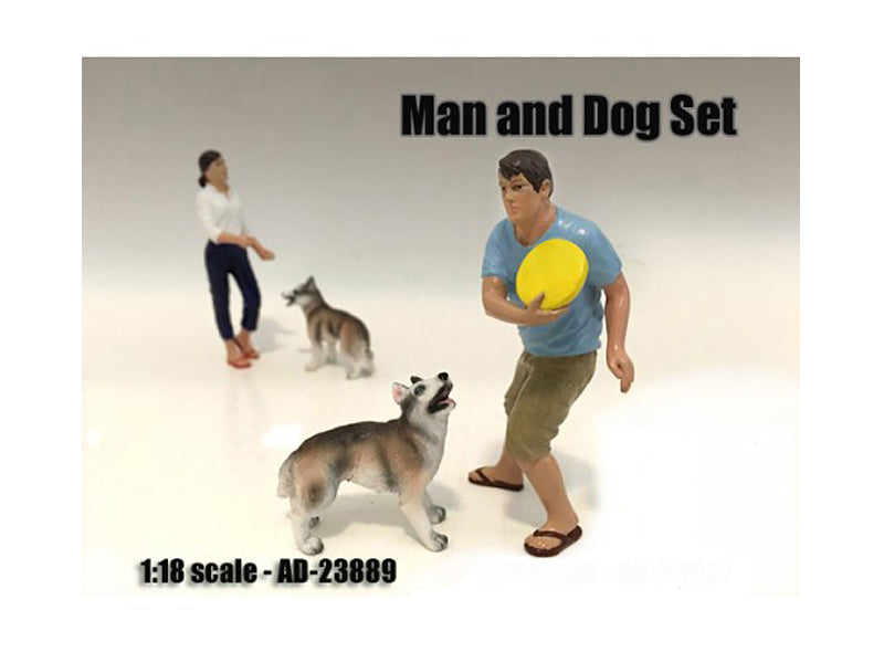 Man and Dog 2 Piece Figure Set For 1:18 Scale Models