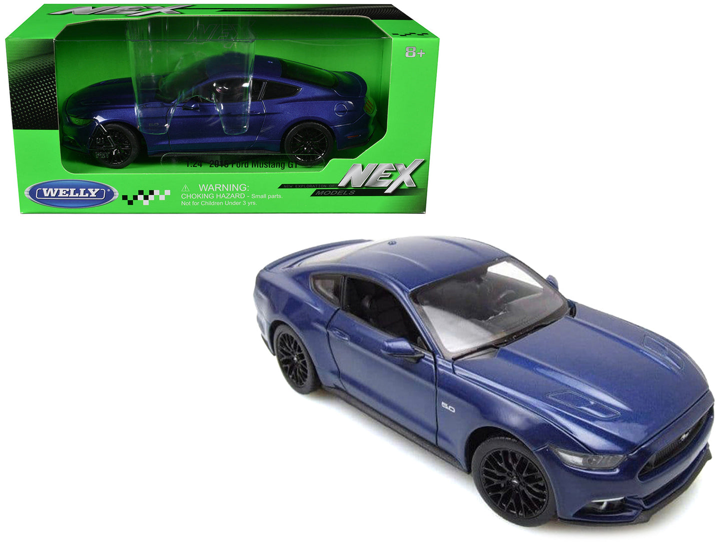 2015 Ford Mustang GT 5.0 Blue Metallic "NEX Models" Series 1/24 Diecast Model Car