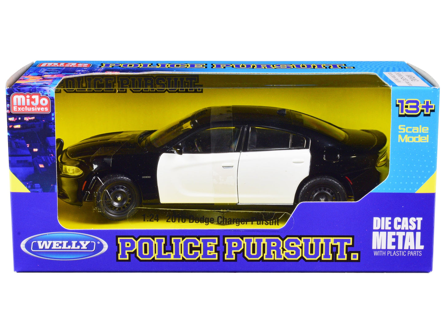 2016 Dodge Charger Pursuit Police Interceptor Black and White Unmarked "Police Pursuit" Series 1/24 Diecast Model Car