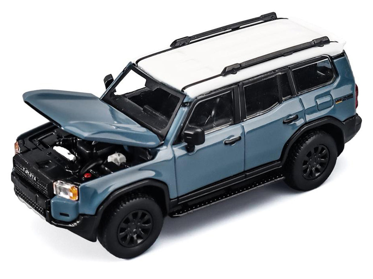 Toyota Land Cruiser 250 Blue with White Top 1/64 Diecast Model Car