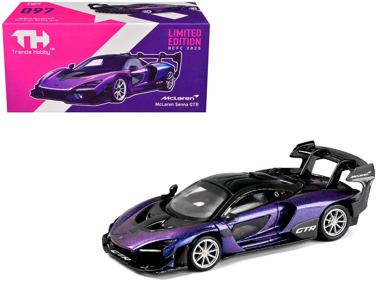 McLaren Senna GTR Midnight Purple Metallic with Black Top "HCFC 2025 Limited Edition" 1/64 Diecast Model Car
