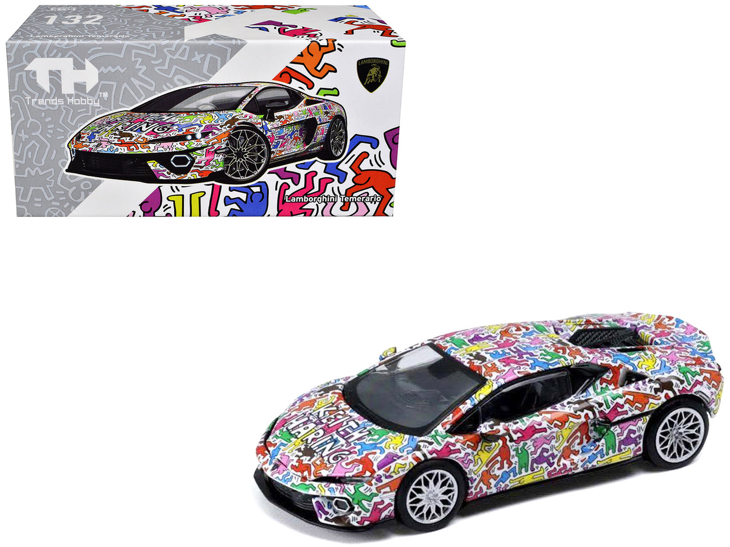 Lamborghini Temerario "Keith Haring Livery" White with Graphics 1/64 Diecast Model car