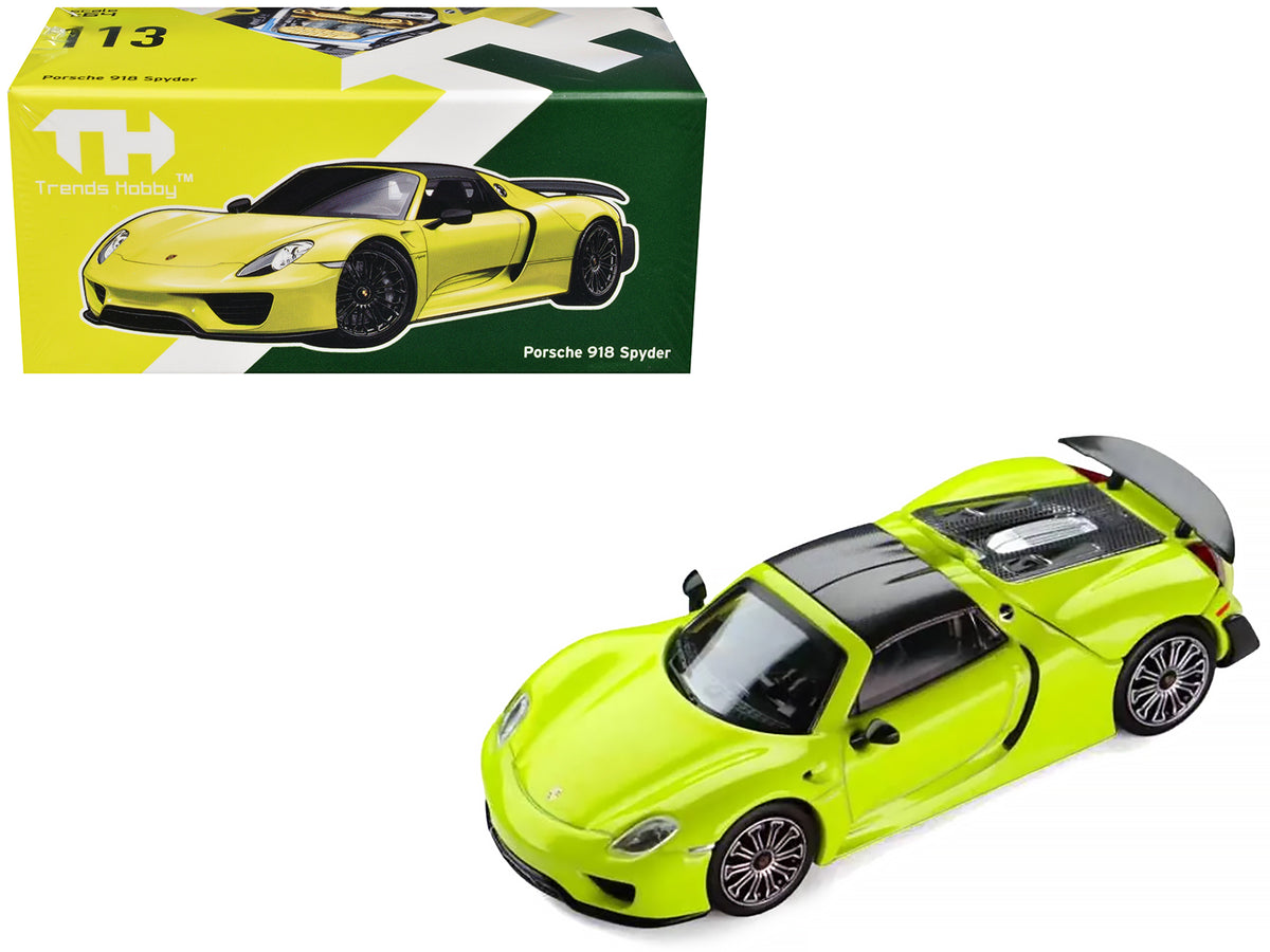 Porsche 918 Spyder Acid Green with Carbon Top 1/64 Diecast Model Car