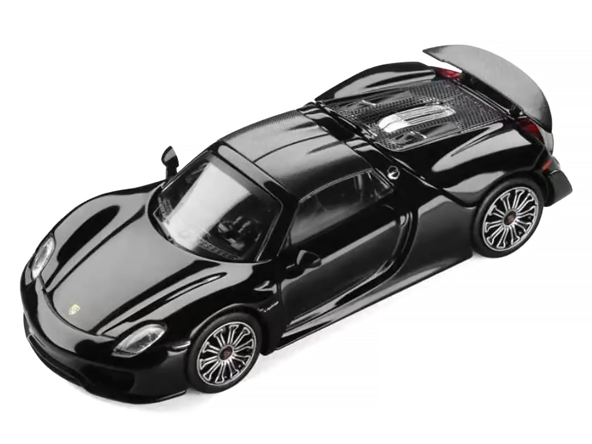 Porsche 918 Spyder Black with Carbon Top 1/64 Diecast Model Car