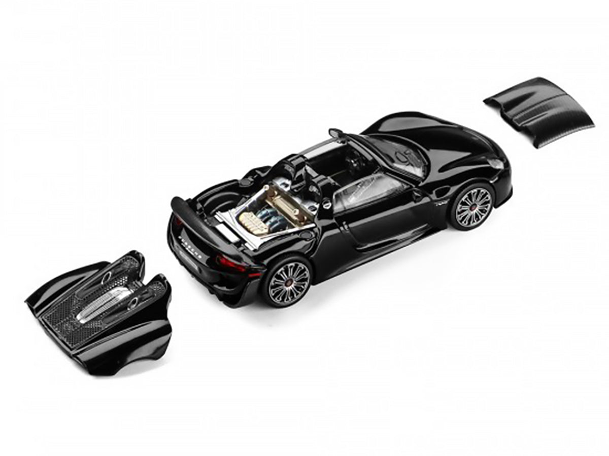 Porsche 918 Spyder Black with Carbon Top 1/64 Diecast Model Car