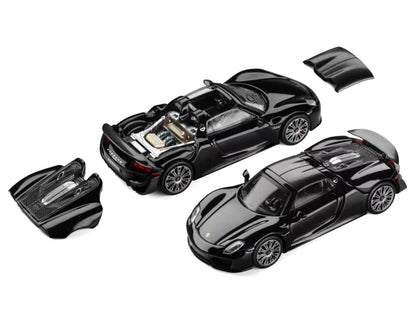 Porsche 918 Spyder Black with Carbon Top 1/64 Diecast Model Car
