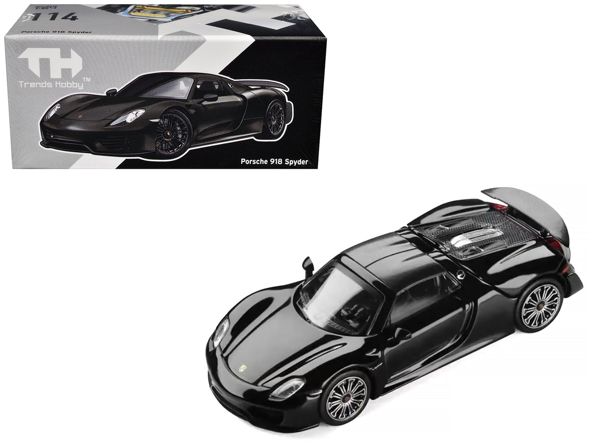 Porsche 918 Spyder Black with Carbon Top 1/64 Diecast Model Car