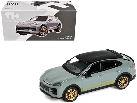 Porsche Cayenne Turbo GT Gray with Black Top and Gold Stripes 1/64 Diecast Model Car