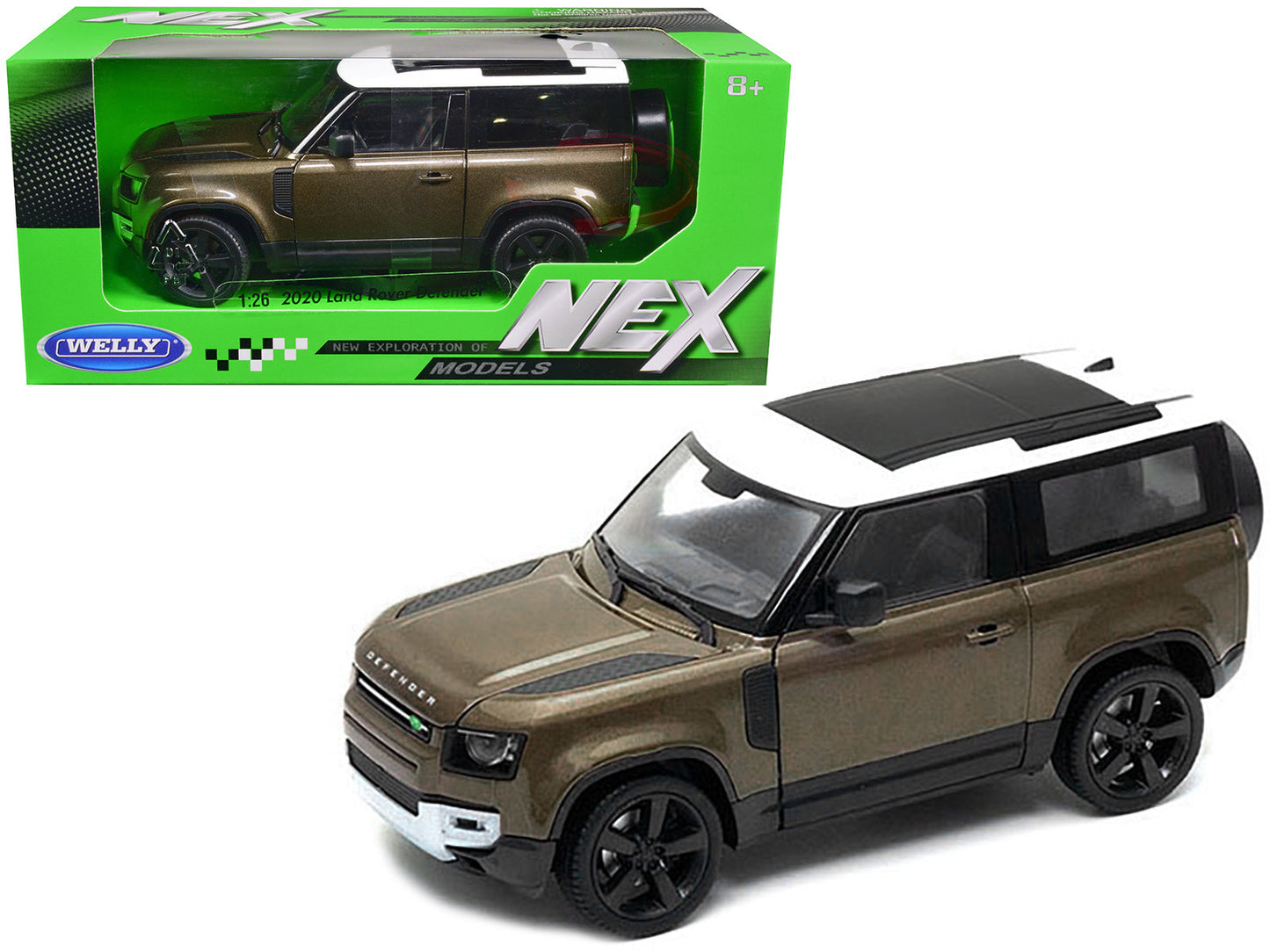 2020 Land Rover Defender Brown Metallic with White Top "NEX Models" 1/26 Diecast Model Car