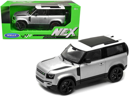 2020 Land Rover Defender Silver Metallic with White Top "NEX Models" 1/26 Diecast Model Car