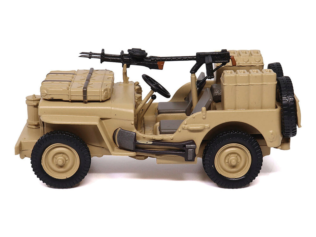 British SAS 1/4-Ton Willys Jeep with Vickers K Machine Gun Desert Sand "British Royal Army" 1/43 Diecast Model